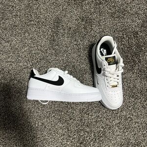 Nike White and Black Low-Top Air Force ones